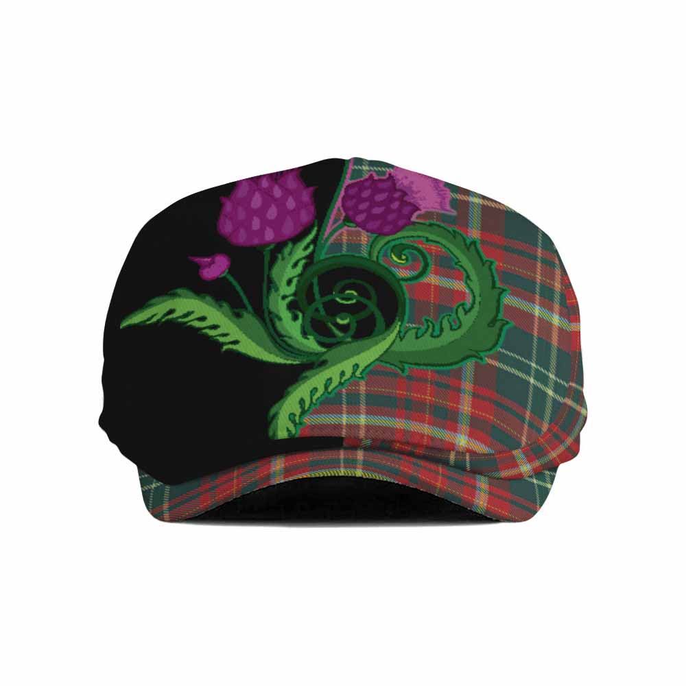 New Brunswick Province Canada Tartan Flat Cap, Jeff Cap Traditional Scottish Thistle