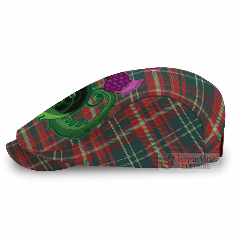 New Brunswick Province Canada Tartan Flat Cap, Jeff Cap Traditional Scottish Thistle