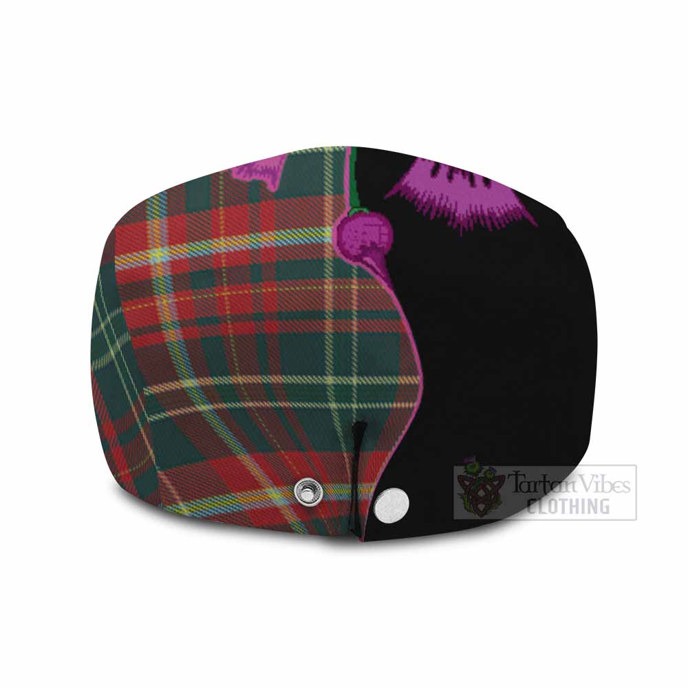 New Brunswick Province Canada Tartan Flat Cap, Jeff Cap Traditional Scottish Thistle
