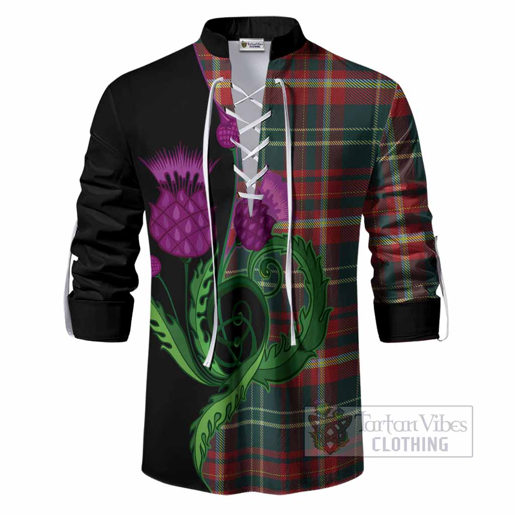 New Brunswick Province Canada Tartan Ghillie Shirt Traditional Scottish Thistle