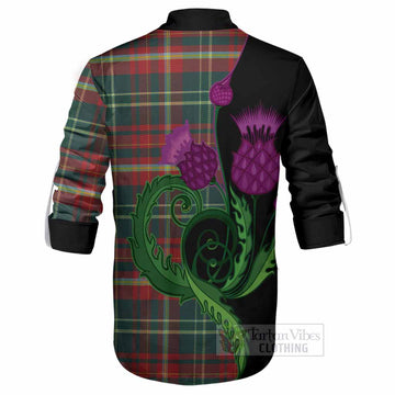 New Brunswick Province Canada Tartan Ghillie Shirt Traditional Scottish Thistle