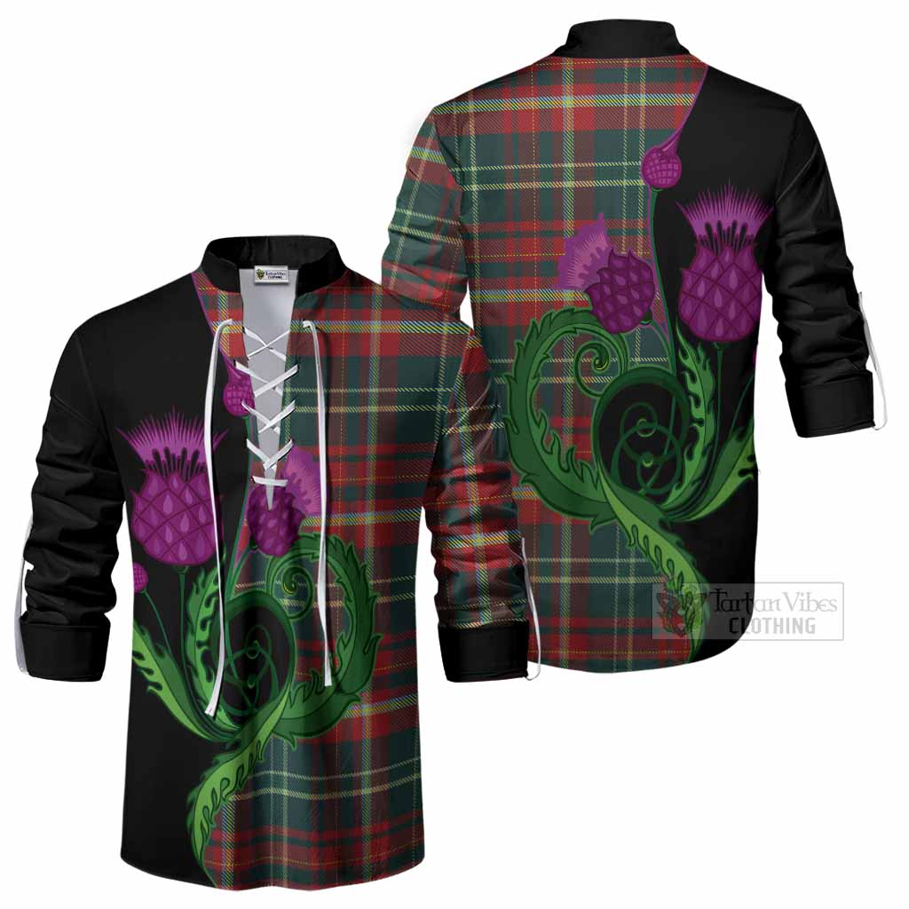 New Brunswick Province Canada Tartan Ghillie Shirt Traditional Scottish Thistle