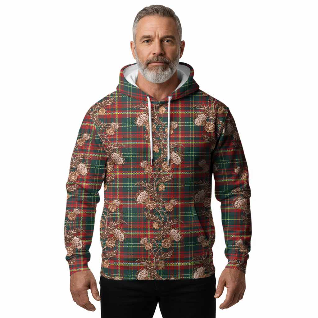 New Brunswick Province Canada Tartan Hoodie Seamless Scottish Thistle Flowers
