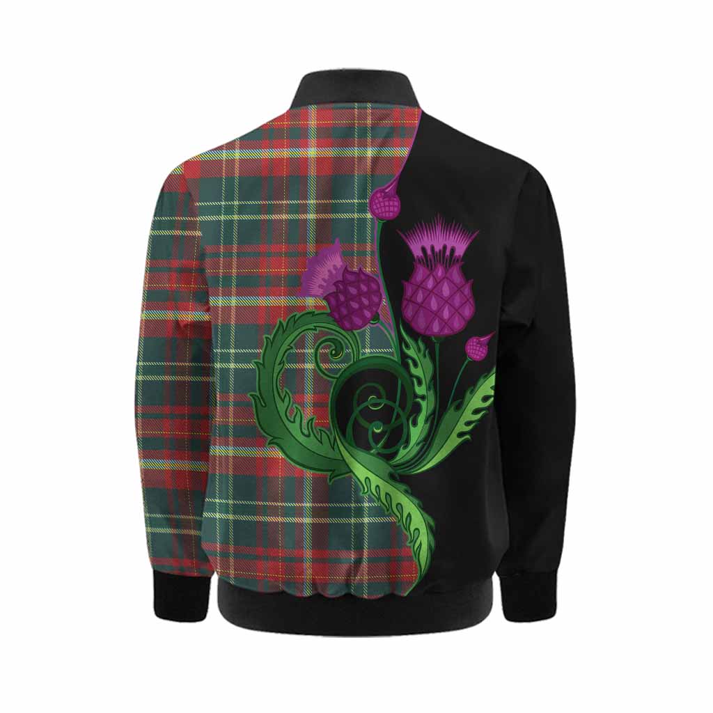 New Brunswick Province Canada Tartan Kid Bomber Jacket Traditional Scottish Thistle