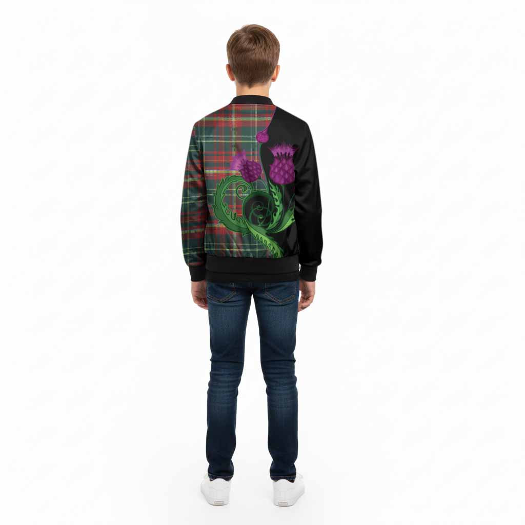 New Brunswick Province Canada Tartan Kid Bomber Jacket Traditional Scottish Thistle