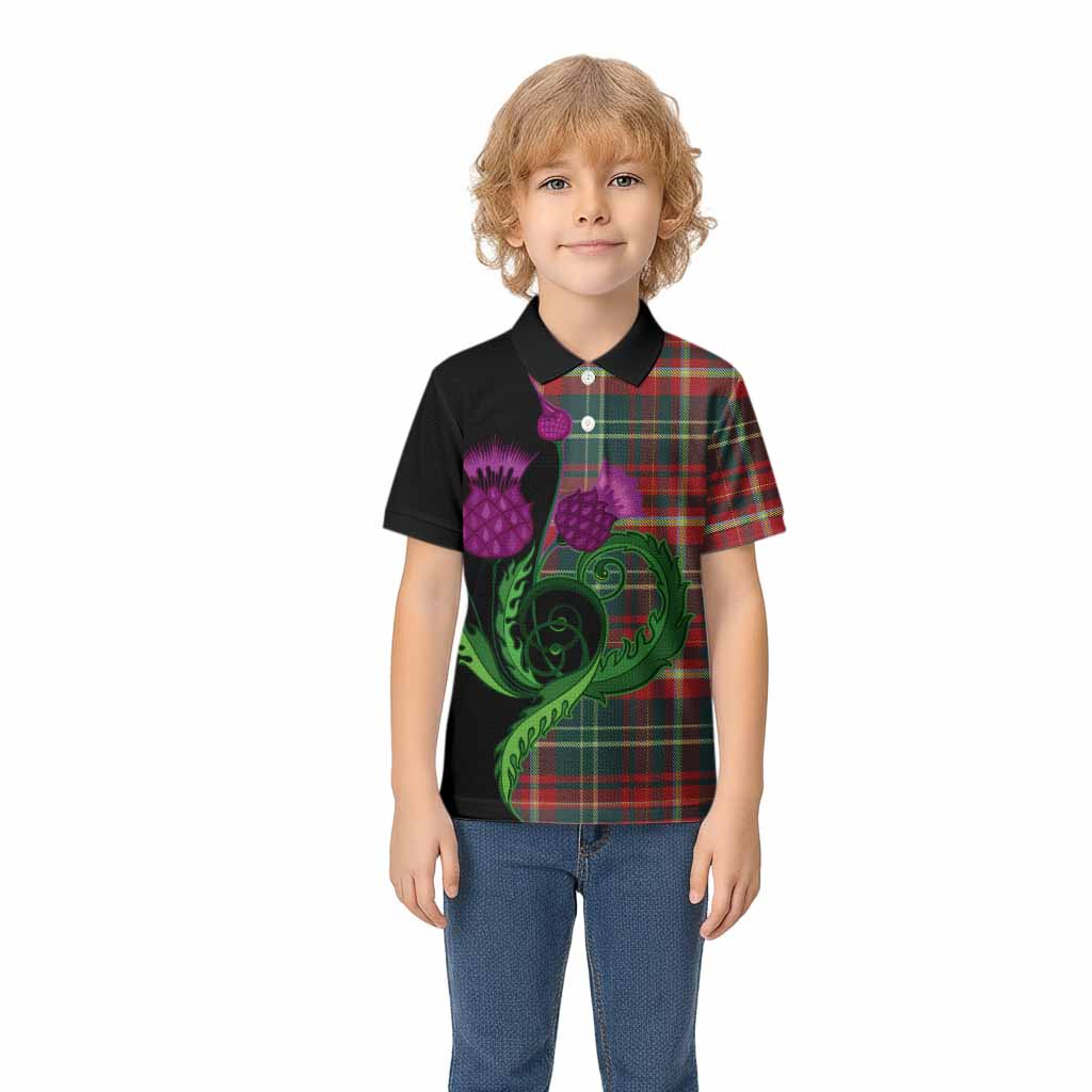 New Brunswick Province Canada Tartan Kid Polo Shirt Traditional Scottish Thistle