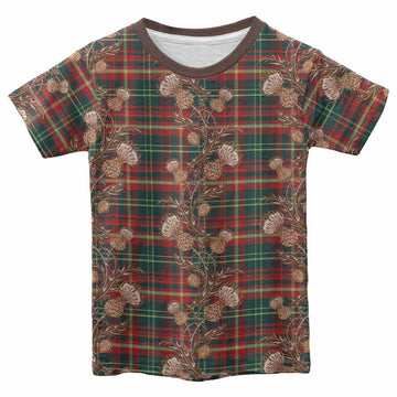New Brunswick Province Canada Tartan Kid T-shirt Seamless Scottish Thistle Flowers