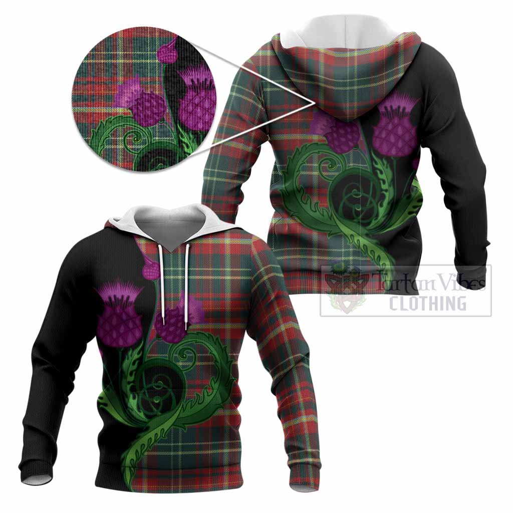 New Brunswick Province Canada Tartan Knitted Hoodie Traditional Scottish Thistle