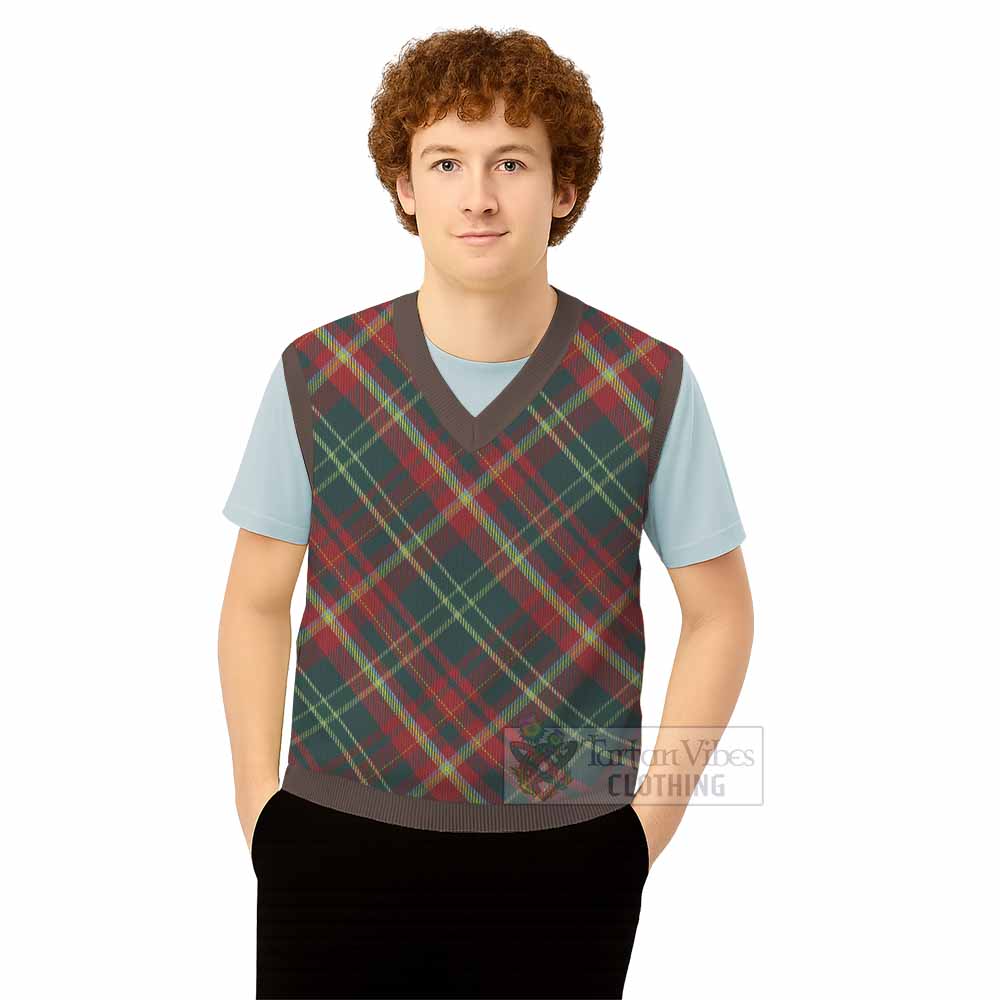 New Brunswick Province Canada Tartan  Knitted V-Neck Vest Cross Style