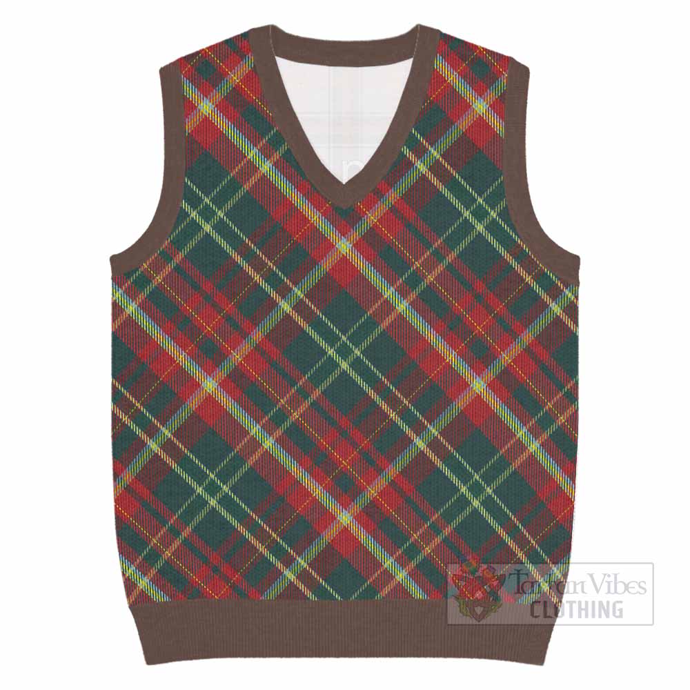 New Brunswick Province Canada Tartan  Knitted V-Neck Vest Cross Style