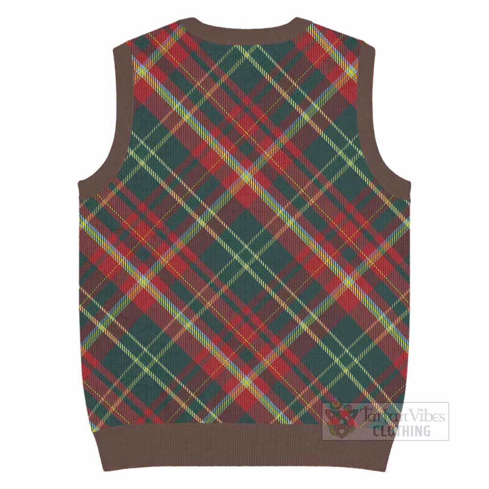 New Brunswick Province Canada Tartan  Knitted V-Neck Vest Cross Style