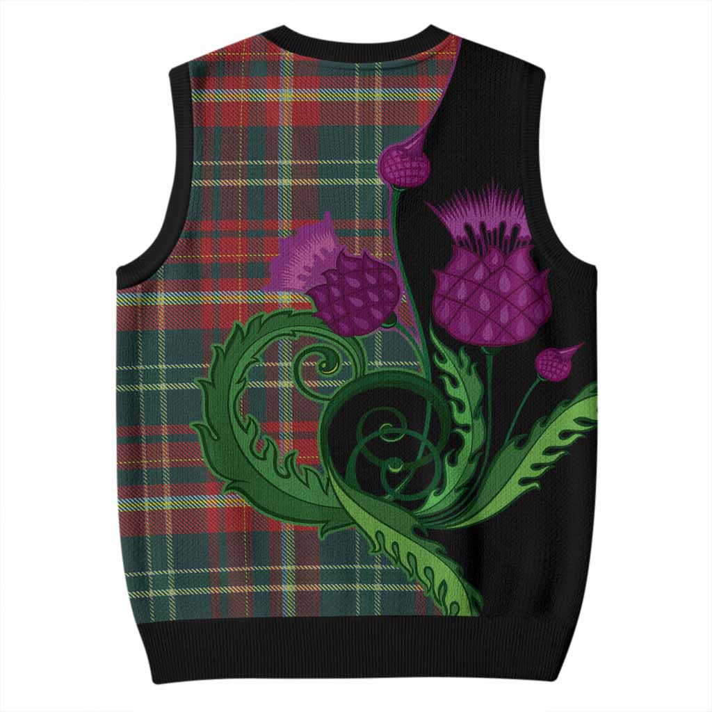 New Brunswick Province Canada Tartan Knitted V-Neck Vest Traditional Scottish Thistle