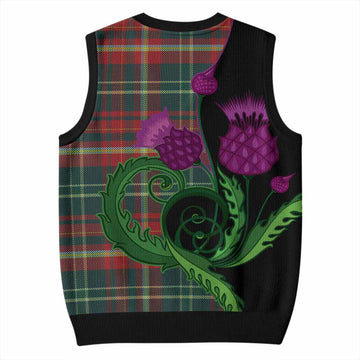 New Brunswick Province Canada Tartan Knitted V-Neck Vest Traditional Scottish Thistle