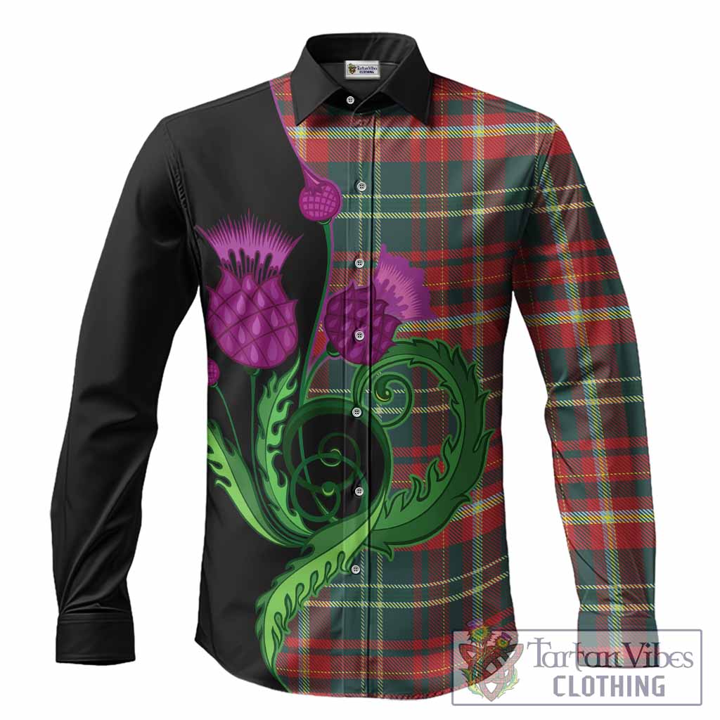 New Brunswick Province Canada Tartan Long Sleeve Button Shirts Traditional Scottish Thistle