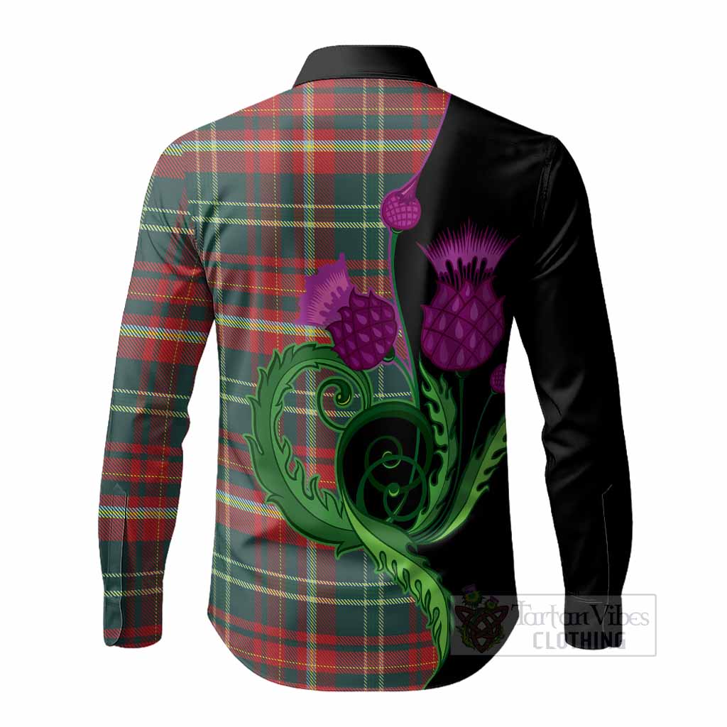 New Brunswick Province Canada Tartan Long Sleeve Button Shirts Traditional Scottish Thistle