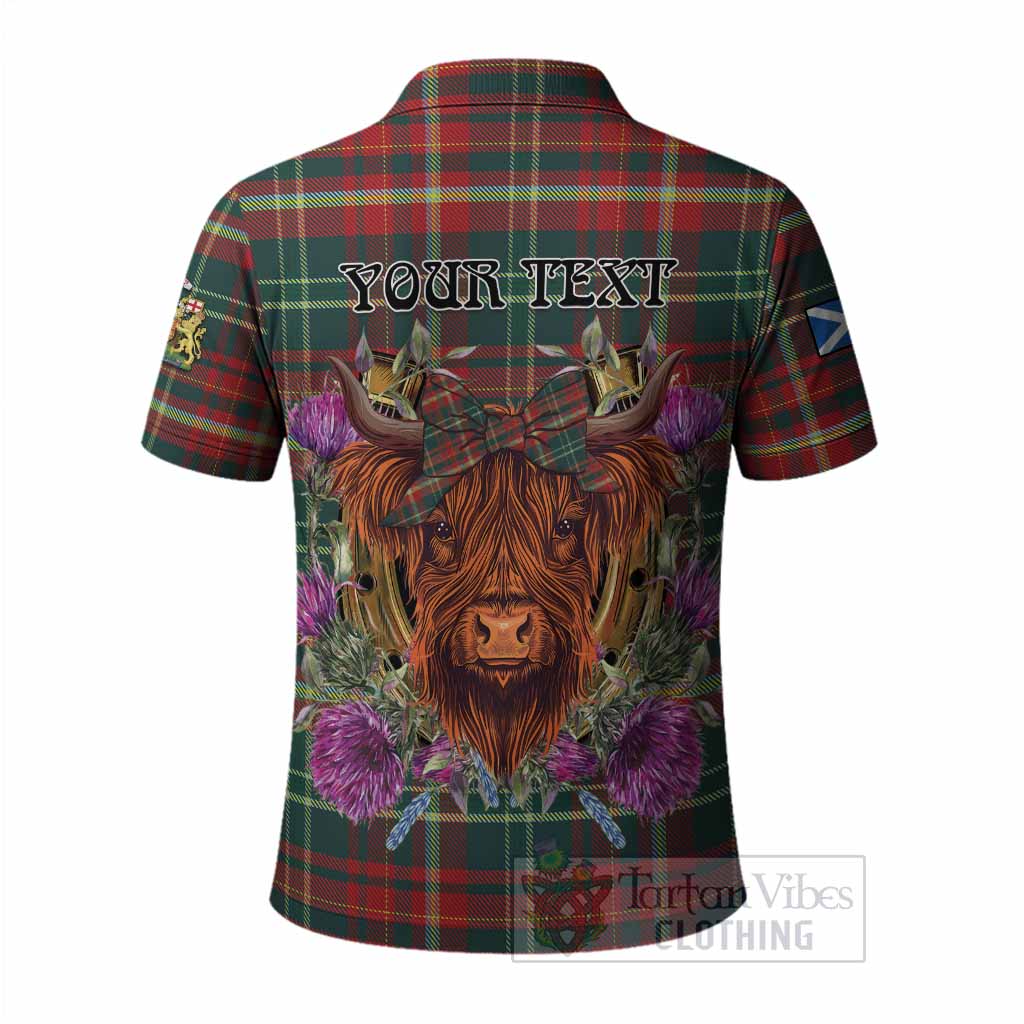 New Brunswick Province Canada Tartan Polo Shirt Scottish Thistle Heilan Coo