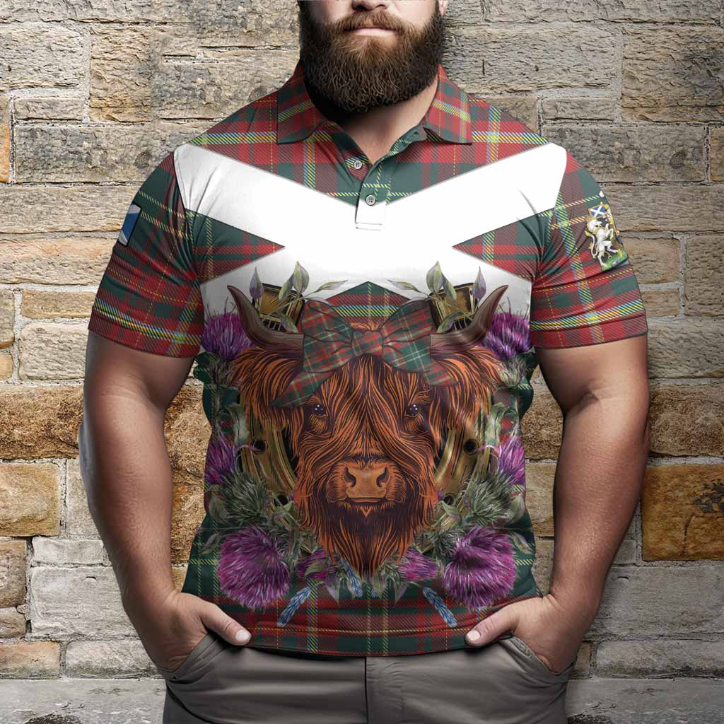 New Brunswick Province Canada Tartan Polo Shirt Scottish Thistle Heilan Coo