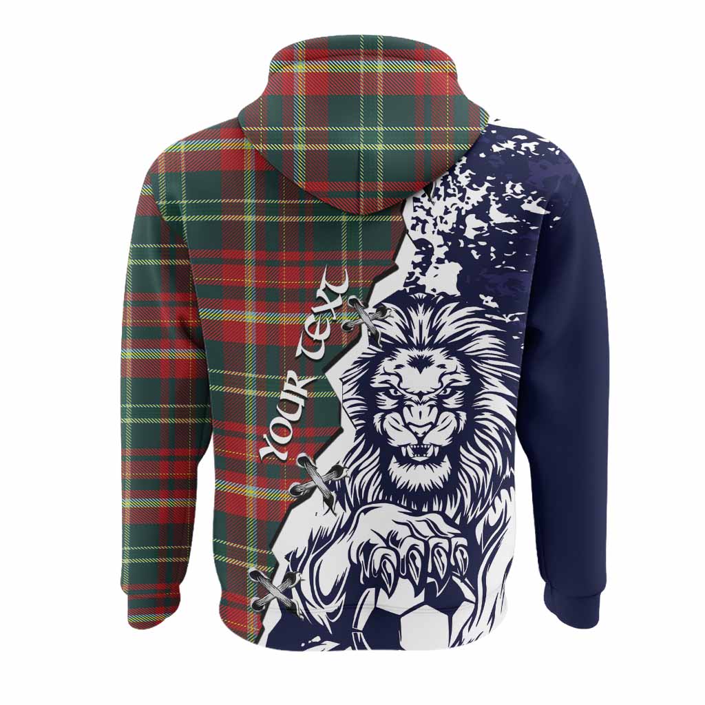 New Brunswick Province Canada Tartan Scottish Hoodie Angry Lion With Soccer Ball Style