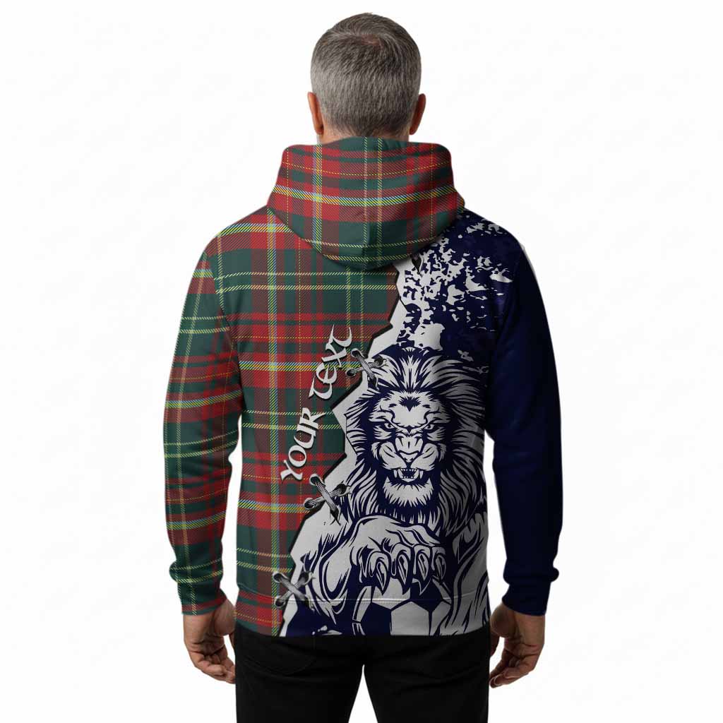 New Brunswick Province Canada Tartan Scottish Hoodie Angry Lion With Soccer Ball Style