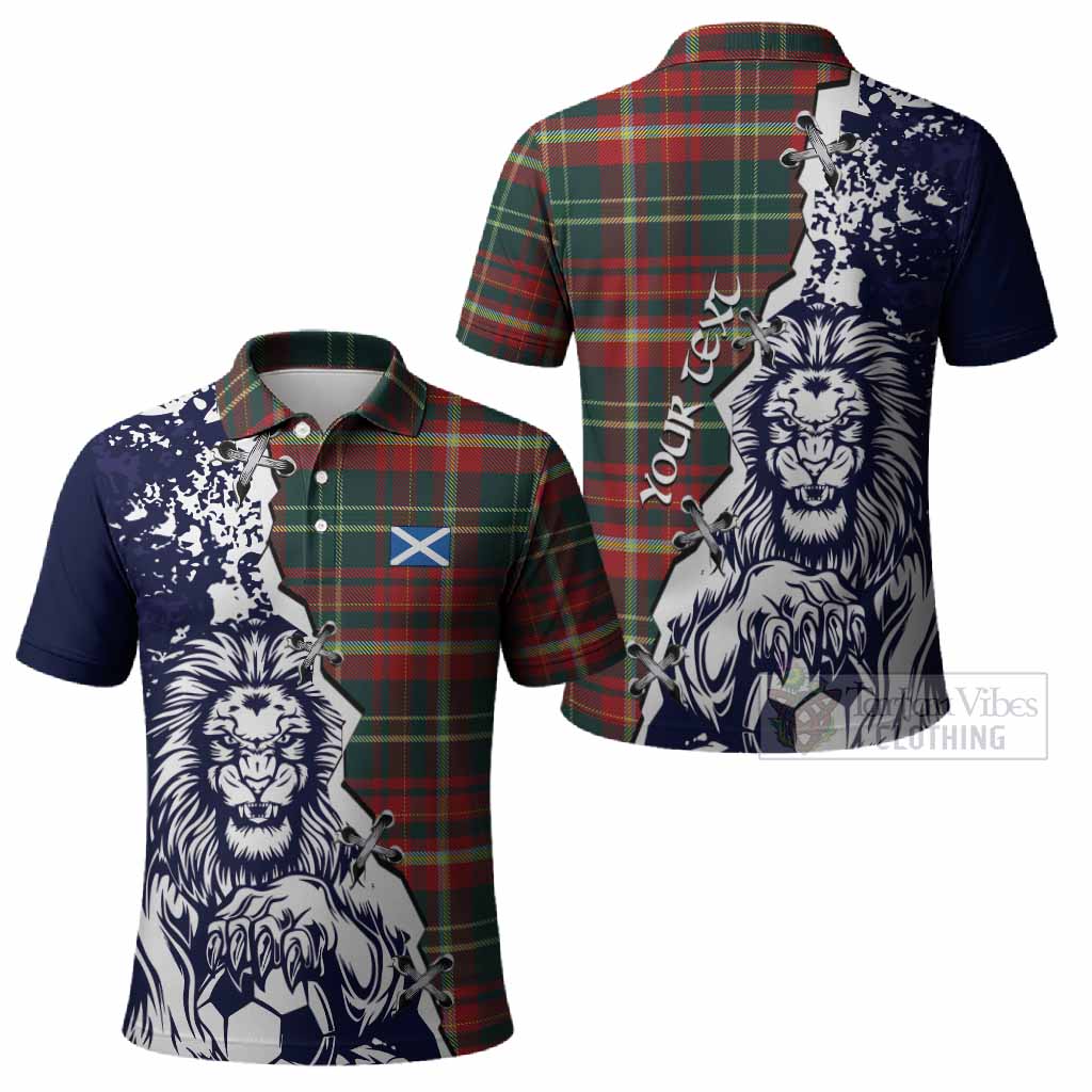 New Brunswick Province Canada Tartan Scottish Polo Shirt Angry Lion With Soccer Ball Style