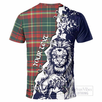 New Brunswick Province Canada Tartan Scottish T-Shirt Angry Lion With Soccer Ball Style