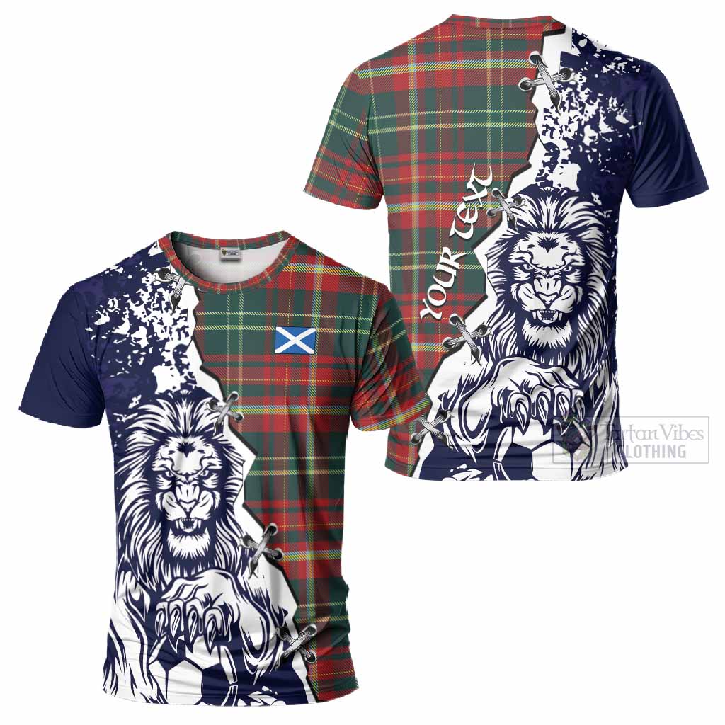 New Brunswick Province Canada Tartan Scottish T-Shirt Angry Lion With Soccer Ball Style