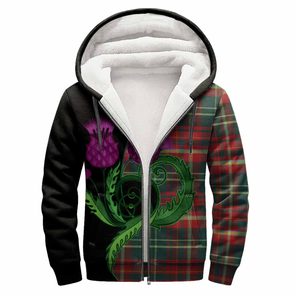 New Brunswick Province Canada Tartan Sherpa Hoodie Traditional Scottish Thistle