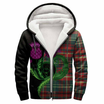 New Brunswick Province Canada Tartan Sherpa Hoodie Traditional Scottish Thistle