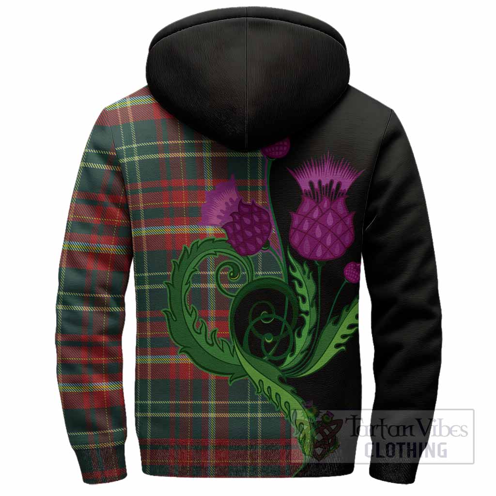 New Brunswick Province Canada Tartan Sherpa Hoodie Traditional Scottish Thistle
