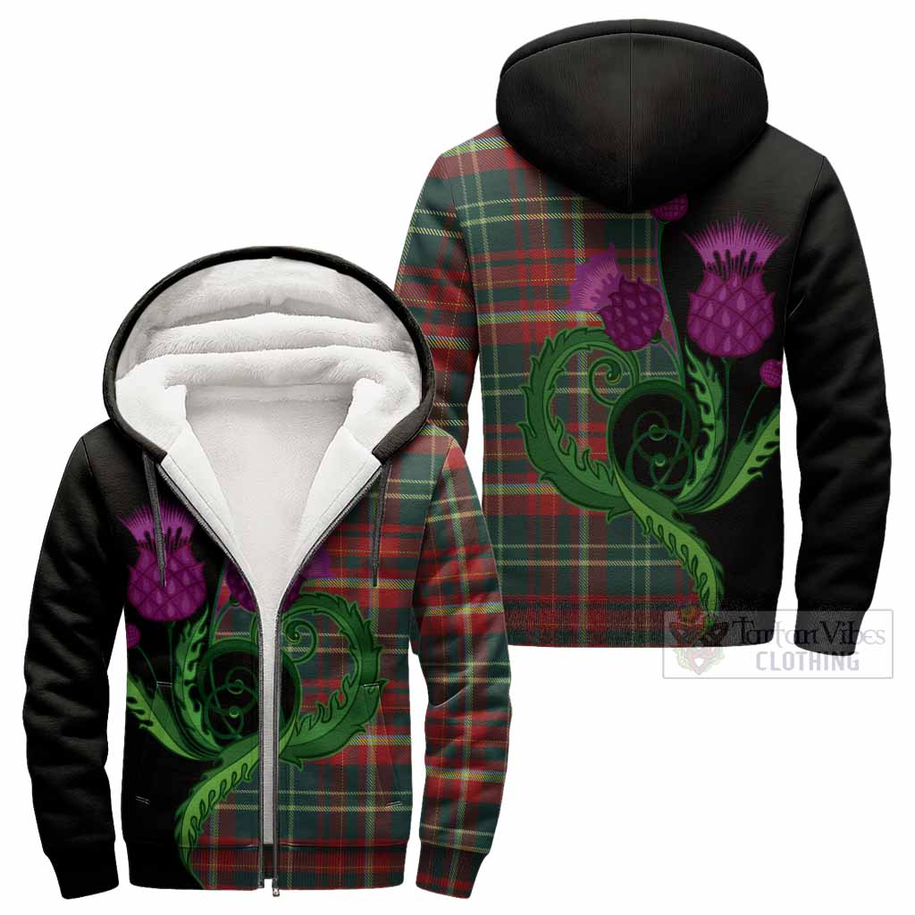 New Brunswick Province Canada Tartan Sherpa Hoodie Traditional Scottish Thistle