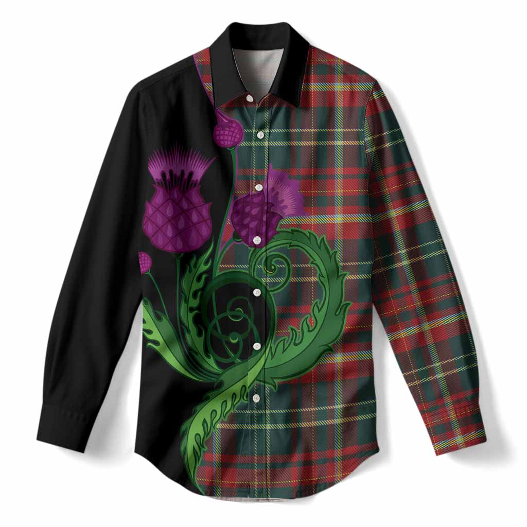 New Brunswick Province Canada Tartan Women Casual Shirt Traditional Scottish Thistle