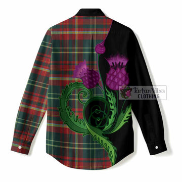New Brunswick Province Canada Tartan Women Casual Shirt Traditional Scottish Thistle