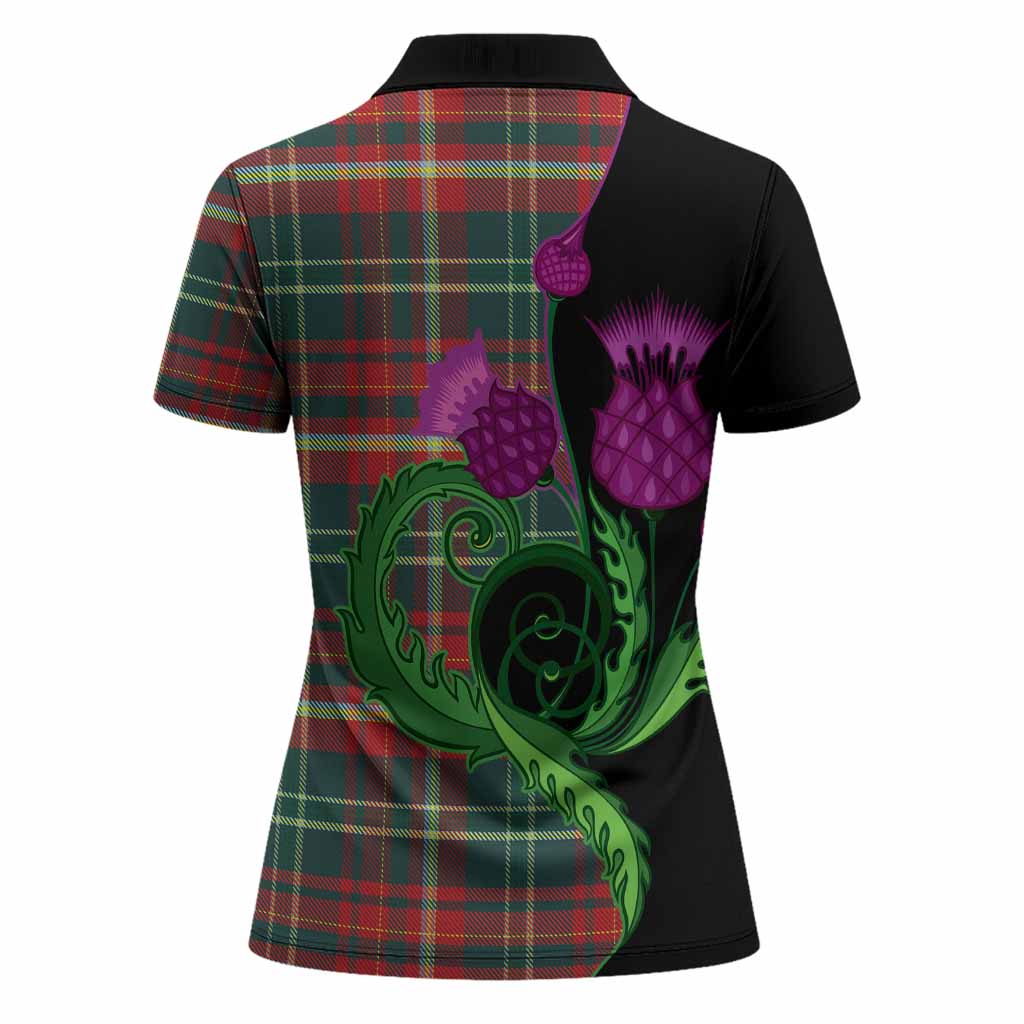 New Brunswick Province Canada Tartan Women Polo Shirt Traditional Scottish Thistle