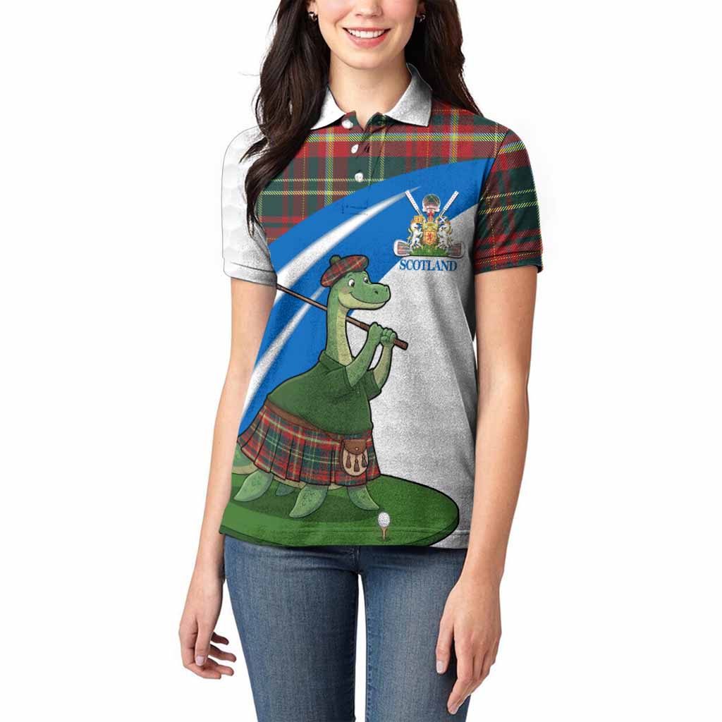 New Brunswick Tartan Crest Golf Nessie Women Polo Shirt Loch Ness Monster Sporty Style