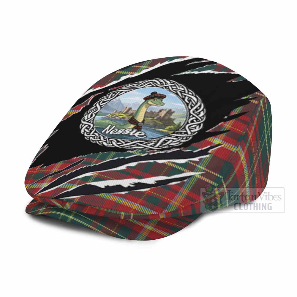 New Brunswick Tartan Loch Ness Monster Flat Cap, Jeff Cap Celtic Knot Nessie Art