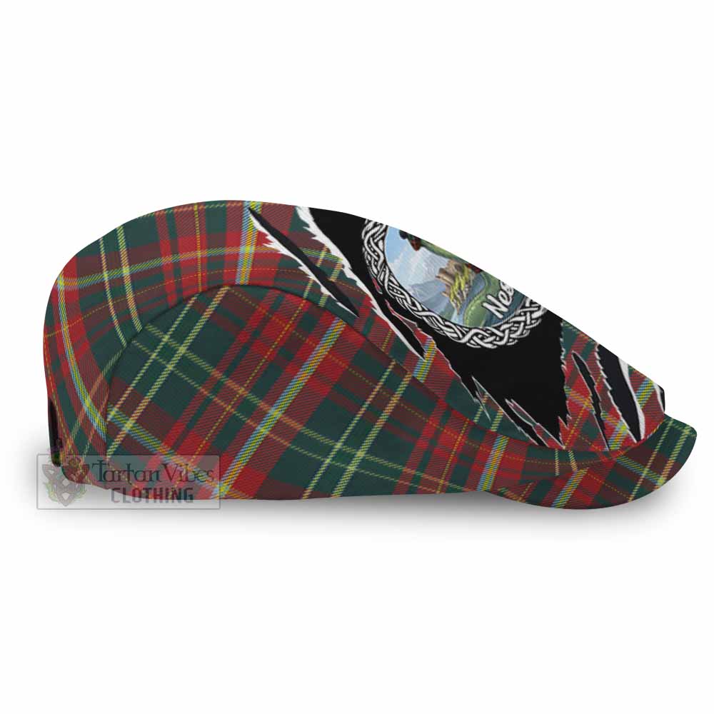 New Brunswick Tartan Loch Ness Monster Flat Cap, Jeff Cap Celtic Knot Nessie Art