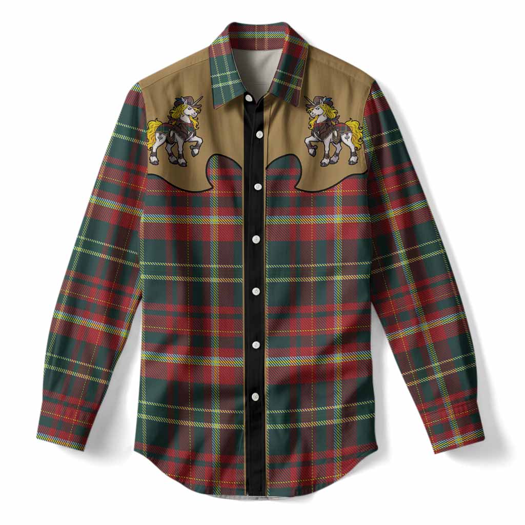 New Brunswick Tartan Women Casual Shirt Rodeo Unicorn Retro Style
