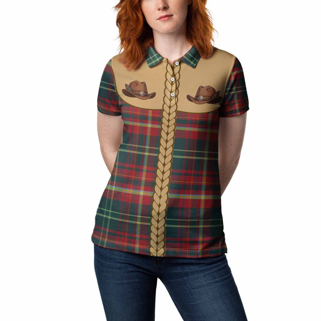New Brunswick Tartan Women Polo Shirt Wee Coo Cowboy Cute Style
