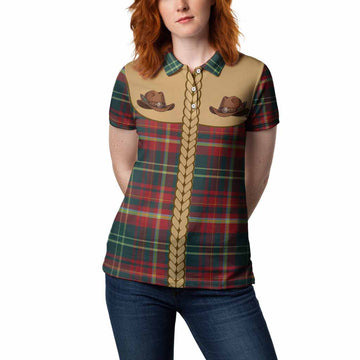 New Brunswick Tartan Women Polo Shirt Wee Coo Cowboy Cute Style
