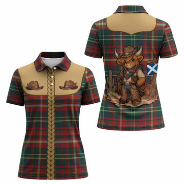 New Brunswick Tartan Women Polo Shirt Wee Coo Cowboy Cute Style