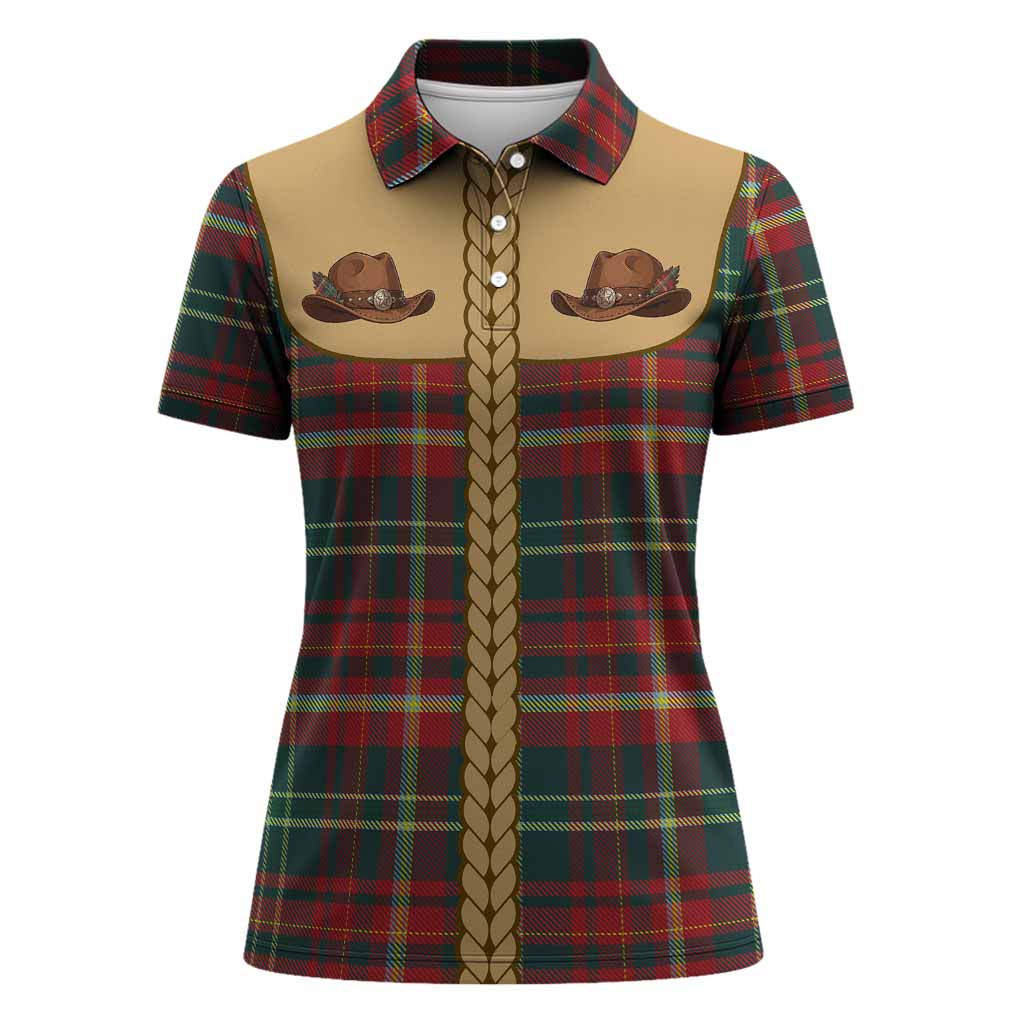 New Brunswick Tartan Women Polo Shirt Wee Coo Cowboy Cute Style