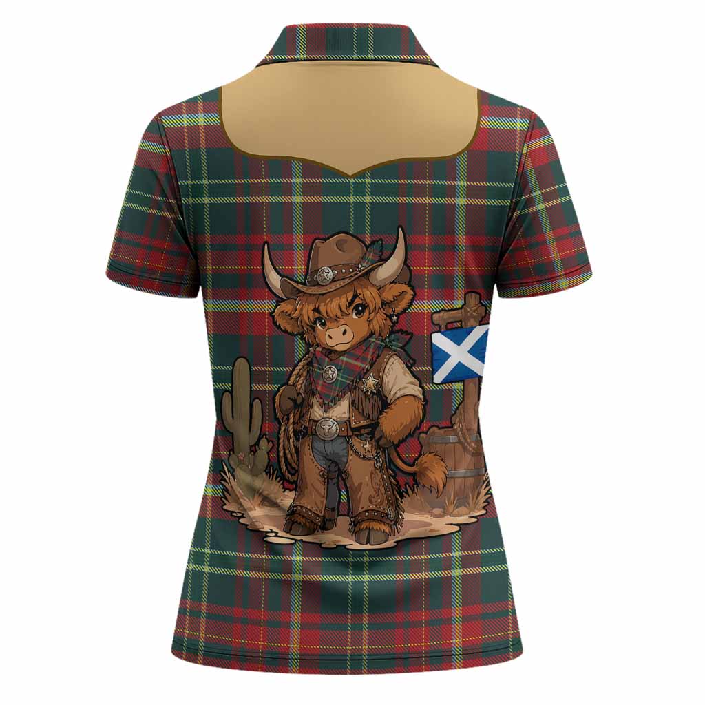 New Brunswick Tartan Women Polo Shirt Wee Coo Cowboy Cute Style