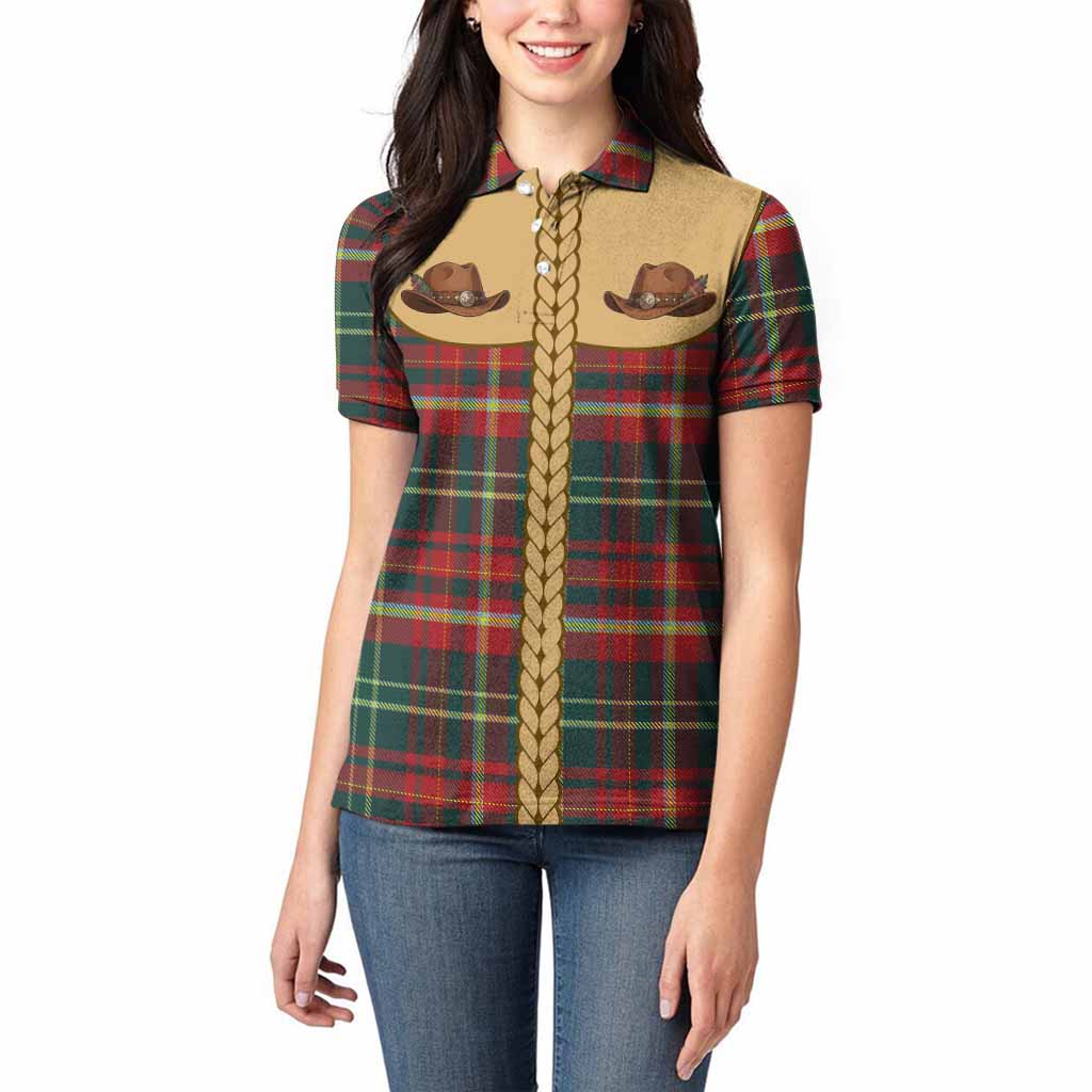 New Brunswick Tartan Women Polo Shirt Wee Coo Cowboy Cute Style