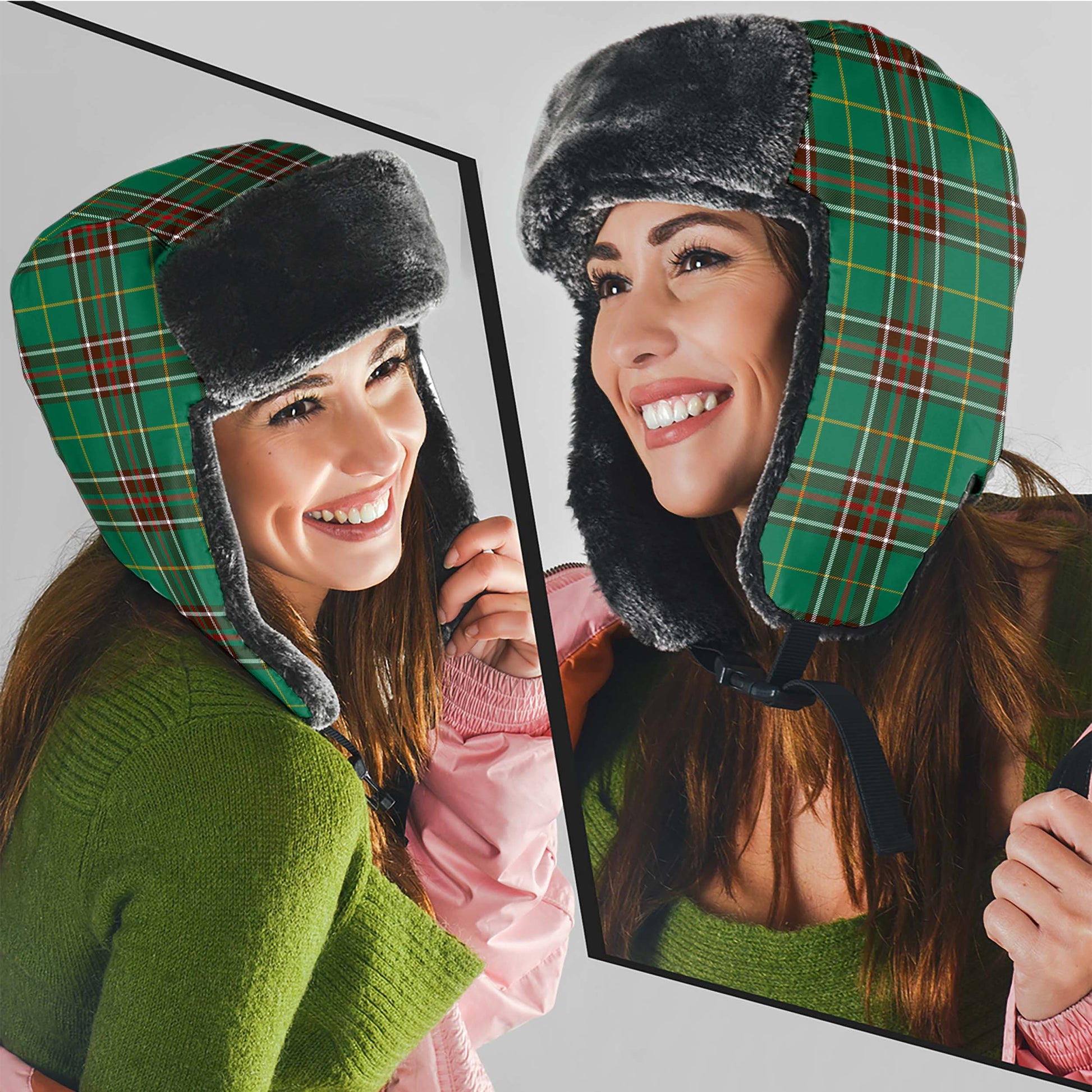 Newfoundland And Labrador Province Canada Tartan Winter Trapper Hat Winter Trapper Hat Universal Fit Circumference 22.8in (58cm) - Tartanvibesclothing