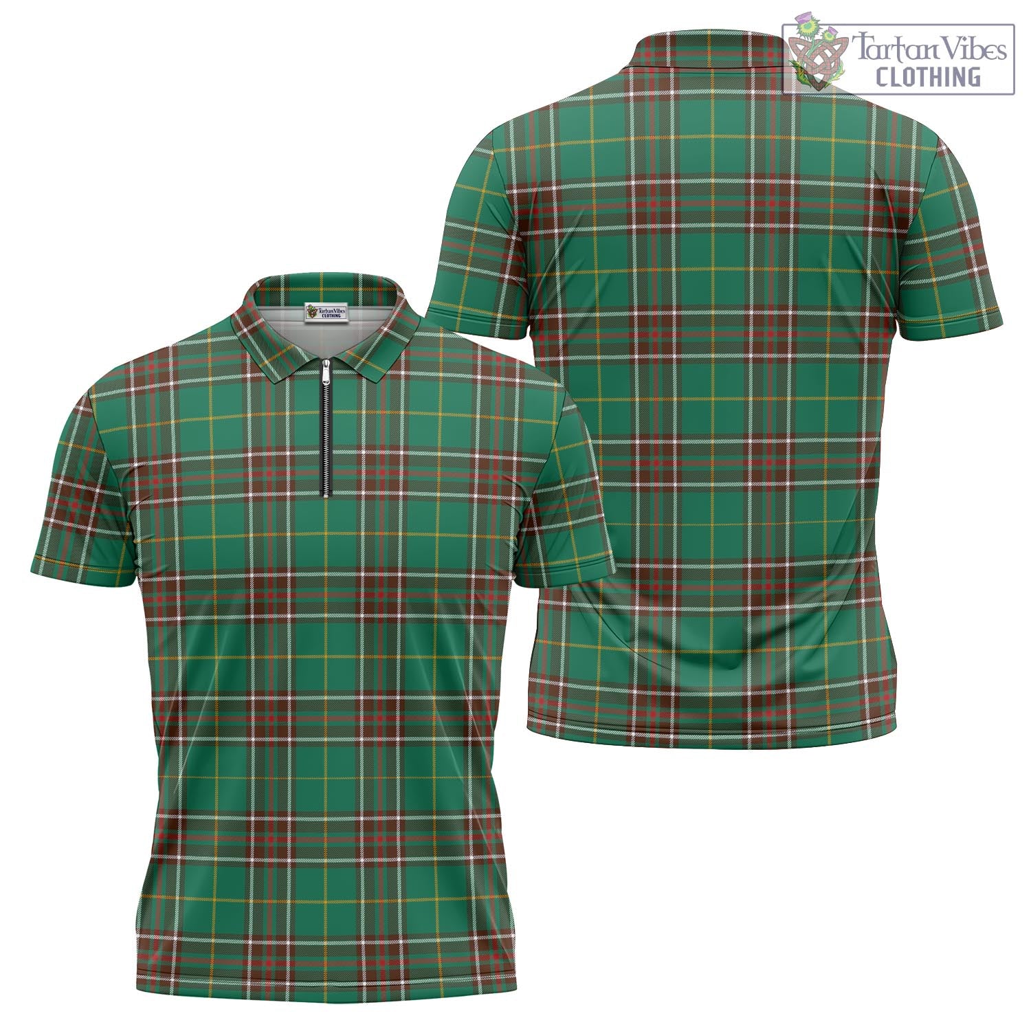 Tartan Vibes Clothing Newfoundland And Labrador Province Canada Tartan Zipper Polo Shirt