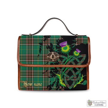 Newfoundland And Labrador Province Canada Tartan Waterproof Canvas Bag with Scotland Map and Thistle Celtic Accents