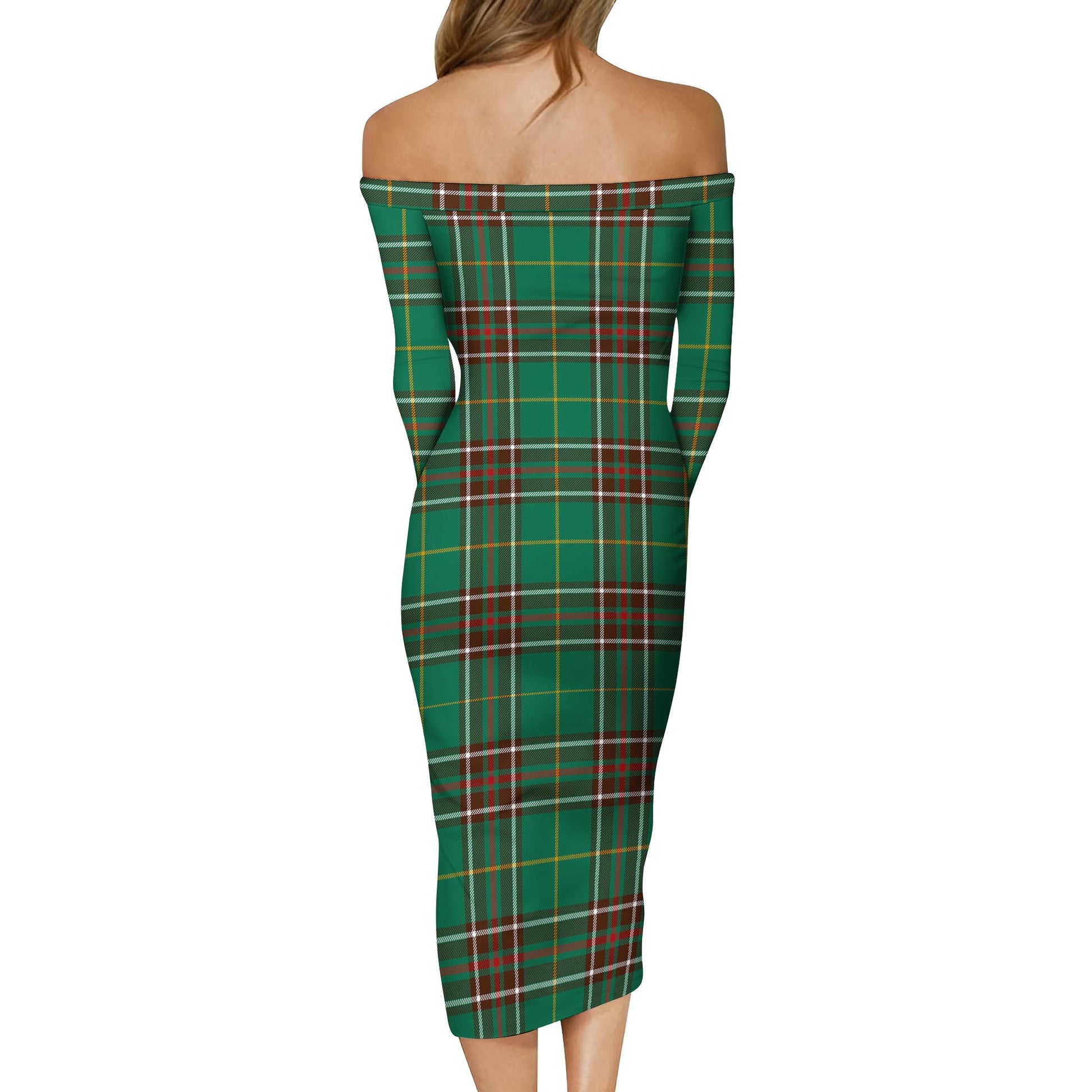 Newfoundland And Labrador Province Canada Tartan Off Shoulder Lady Dress - Tartanvibesclothing