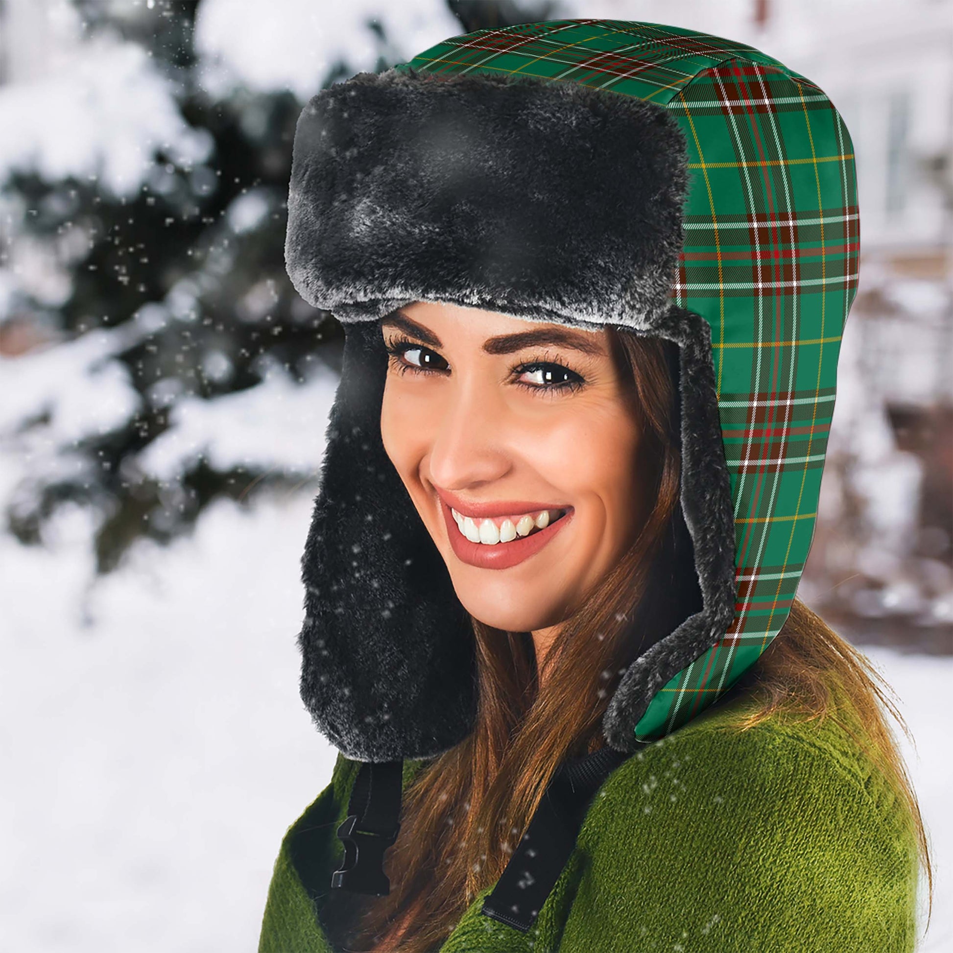 Newfoundland And Labrador Province Canada Tartan Winter Trapper Hat - Tartanvibesclothing