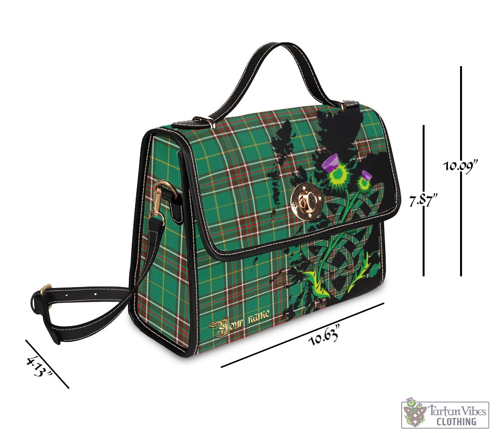 Tartan Vibes Clothing Newfoundland And Labrador Province Canada Tartan Waterproof Canvas Bag with Scotland Map and Thistle Celtic Accents