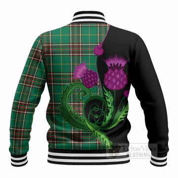 Newfoundland And Labrador Province Canada Tartan Baseball Jacket Traditional Scottish Thistle